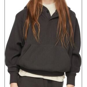 Essentials Fear of God KIDS Waffle Knit Gray Hooded Sweater 6/7 Charcoal Gray